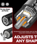 Heavy Duty Universal Socket Set With SAE And Metric Sockets, close-up view showing adjustable socket design with pins.