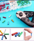 All In One Bike Repair Kit With 121Pcs Heavy Duty Cable Cutter Spoke Nipples And Crimps Set Includes 1 Cable Cutter And 6 Color Aluminum Alloy End Caps