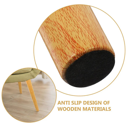 Replacement Wooden Table Legs With Stainless Steel Hardware showing anti-slip design and solid wood texture.
