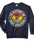 Men's Disc Golf Shirt And Sweatshirt Hybrid For Casual Rounds And Competitive Play with disc golf basket design.