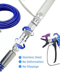 Two Pack Airless Spray Gun Swivels One Quarter Inch 360 Degree Swivel And Seven Eighths Inch 180 Degree Joint Stainless Steel High Pressure Sprayer Connector For Paint Hoses Compatible With 235486 Part Durable And Easy Connect on airless spray gun and hose