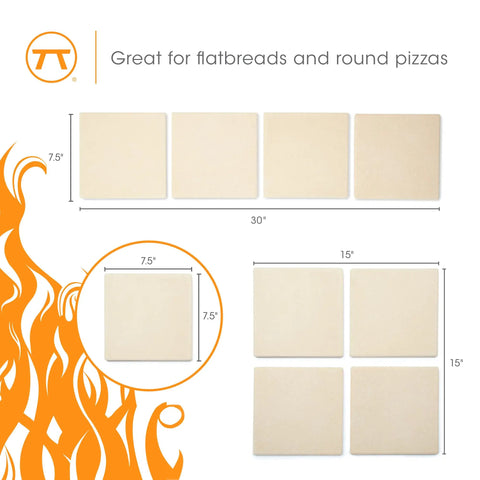 Set Of Four Cordierite Pizza Stone Tiles For Oven And Grill Build Your Own Personal Pies With Four Individual Stones For Crispy Crusts