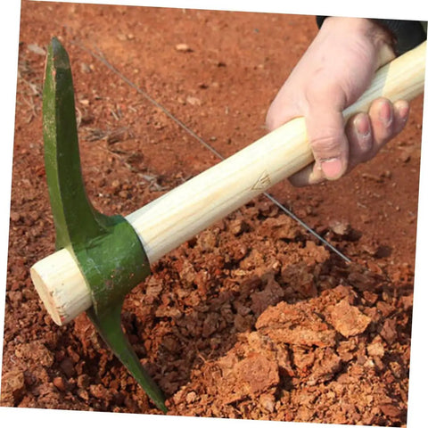 Steel Garden Hoe Handle Multifunctional Pickaxe For Gardening Digging And Root Removal Workhorse Tool With Sturdy Wood Handle