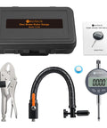 Pro Grade Disc Brake Rotor Gauge Dial Indicator With 1 Inch And 0.0005 Inch Digital Runout Ball Joint Runout Tool 360 Degree Flexible Arm Tight Grip Locking Vise in a case