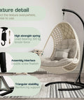 Heavy Duty Hammock Chair Stand Only 360 Degree Rotation C Frame Indoor Outdoor Sturdy Steel Tubing Supports Up To 300 Pounds Black