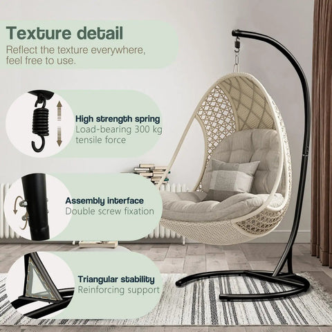 Heavy Duty Hammock Chair Stand Only 360 Degree Rotation C Frame Indoor Outdoor Sturdy Steel Tubing Supports Up To 300 Pounds Black
