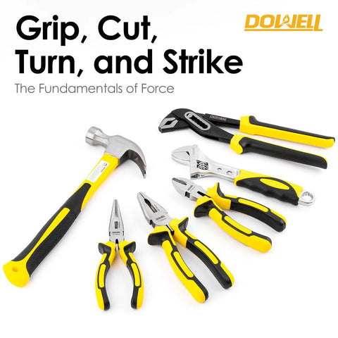 62 Piece Homeowner Tool Kit With Wrench Pliers Screwdrivers And More For DIY Home Repairs Durable Chrome Finish Steel Tools