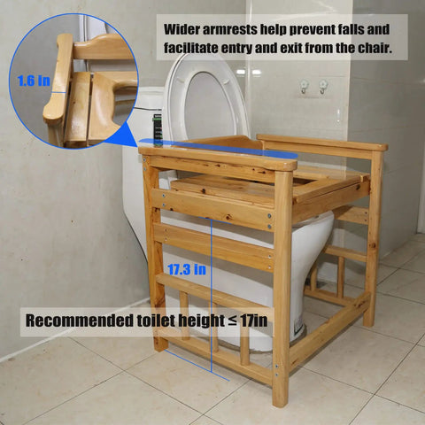 Wood Shower Bench Waterproof Spa Stool for Inside Showers Multiuse Shower Chair You Can Also Use As A Toilet Seat Chair with wider armrests