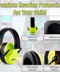 Kids Noise Canceling Ear Muffs With 25dB NRR ANSI Certified Hearing Protection For Children And Toddlers in yellow green.