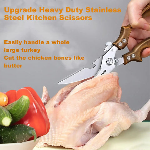Heavy Duty Kitchen Shears Two Pack Poultry And Meat Scissors Set Bone Cutting Scissors For Cooking And Grilling Durable Stainless Steel Easy Clean Multipurpose Kitchen Must Have, stainless steel shears cutting raw chicken
