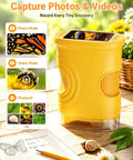 Kid-Friendly Handheld Microscope With 2.0 Inch IPS Screen, 1000X Magnification, Rechargeable Portable STEM Lab Toy for Boys and Girls Ages 4-12, Outdoor Science Gift, Educational Pocket Microscope, Orange shown on wooden table