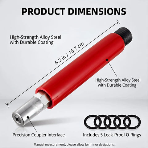 Heavy Duty Grease Fitting Cleaning Tool With Anti Rust Construction Red Universal Cleaner with precision coupler and O-rings