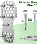 Pro-Grade Lawn Aerator Shoes With 5mm Metal Sole And Bend-Resistant Spikes, size comparison of 2 3/16" spikes vs 1.8" spikes