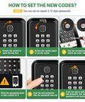 Instruction guide for setting codes on Waterproof Key Lock Box With Code Wall Mount Safe For House Keys Realtors And Garage Spare Keys 12 Digit Keypad Lock Box High Security With Easy Reset Durable Weatherproof Key Storage For Real Estate Pros