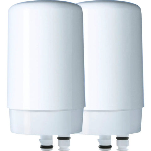 Two white On Tap Filtration System Replacement Filter White For Faucet, Easy Install Water Filter Cartridge side by side