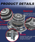 Product image showing details of Rear Wheel Bearing Hub Assembly 512353 Fit Honda Accord 2008 2012 And Acura TSX 2009 2014 Replacement For Rear Left And Right Wheels With Reference Part Numbers 512353 42200TA0A51 52350TA0A00, highlighting bearings, quad lid seal design, and stud quality.