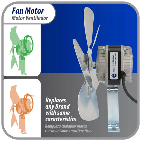 Universal 16W Condenser And Evaporator Fan Motor 115V 60Hz 0.95A With 10In Aluminum Fan Blade and Mounting Base for Refrigeration
