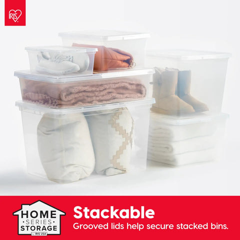 Top Shelf 20 Pack Clear Storage Bins With Secure Lids, Heavy Duty Stackable 6 Quart Plastic Containers Perfect For No Fuss Organization And Clutter Free Homes, Made In Usa