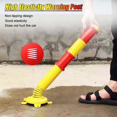 Street Smart Spring Steel Parking Bollards Rock Solid Heavy Duty Floor Mounted Traffic Delineator Posts With Anti Collision Silicone Rings For Driveways And Backyards 2 Pack 24 Inches