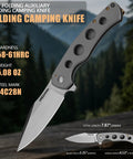 Nomad EDC Folding Pocket Knife with 3.54 Inch 14C28N steel blade, satin finish, shown with hardness and weight details.