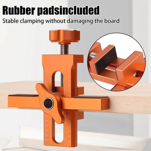 Adjustable Cabinet Door Positioning Tool And Mounting Jig For Frameless And Face Frame Cabinets Aluminum Alloy Construction Lightweight Durable Easy To Align And Install Like A Pro with rubber pads for stable clamping on wood surface.