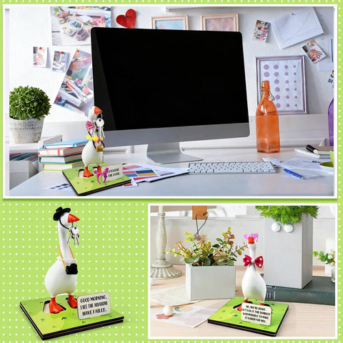 Goose Key Holder Desk Statue With Magnetic Base And Fashion Accessories Pack Hats Bow Ties Necklaces Headphones Chalkboard Cap for decor.