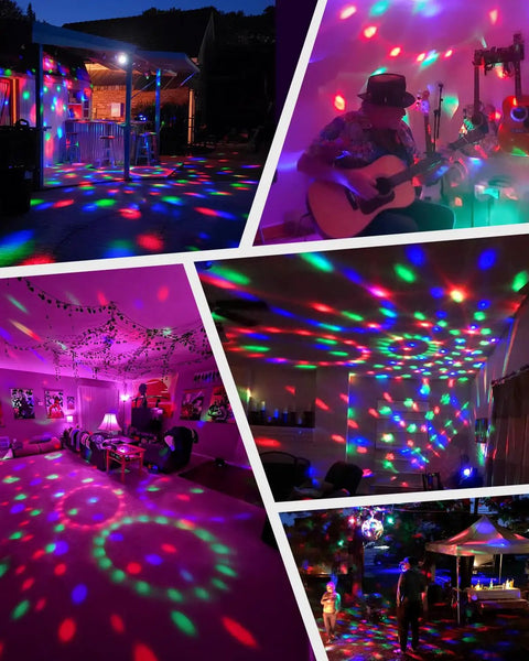 4 Pack Disco Ball Lights With Remote Sound Activated DJ Strobe LEDs USB Powered Battery Operated Portable Lit Party Gear