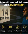 Solar Address Sign Light Two Pack With IP65 Waterproof No Fuss Easy Install Auto Dusk To Dawn Sensor Outdoor LED Sign Post Lights For Real Estate Office Lease Signs Cold White 6000K illuminating house number at night