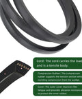 Close-up of cord and rubber structure of Deck Belt Replacement For 52 Inch Lawn Mower V Ride Fits 484100 SMVR 48V 52V SVR48V 691FX SVR52V 730FX