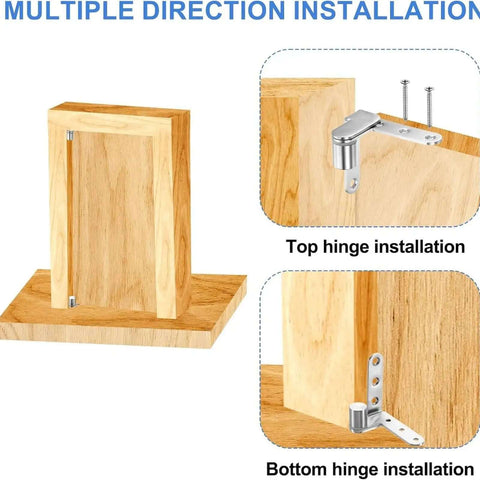 Heavy Duty 270 Degree Cabinet Pivot Hinge, 4 Inch Shaft Fittings Solid Steel, rust resistant, top and bottom installation options.