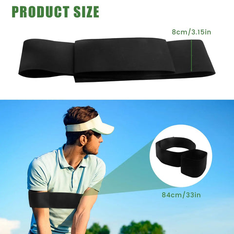 Golf Swing Arm Band Training Aid For Correct Posture And Stable Swing Pro Grade Foldable Elastic Band, 33in circumference, 3.15in width