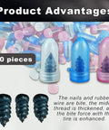 Close-up of Self Service Tire Repair Screws And Plugs Kit with three colored screw caps.