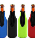 Insulated Beer Bottle Koozies Set Of Four Color Covers Keeps Drinks Cold And Hands Warm With Thick Neoprene And Stitched Edges Zip Up Bottle Jackets Enclosed Bottom For Regular 12 Oz Bottles