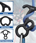 50KN Rescue Figure Belay Device for Rock Climbing with Bent-Ear Descender, Large Belay Slot, Heavy Duty Ropes Gear 7075 Aluminum Alloy