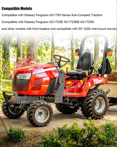 Massey Ferguson GC1700 Series Sub-Compact Tractor with front loader in garden, compatible with Left Side Driver Tractor Step For GC1700 Series