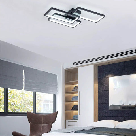 Dope LED Ceiling Light Modern Flush Mount Fixture 42W 2600lm Rectangle Black 6000K Cool White Energy Saving Ceiling Lamp For Bedroom Kitchen Living Room Easy Install