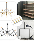 Black M10 Threaded Extension Rod 5.91 Inch Lamp Pipe With Connector For Pendant Lights Island Lighting Set