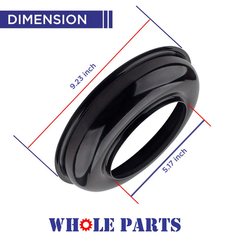 PA030002BK Black Burner Bowl Replacement For Open Burner Ranges Ovens And Stoves with 9.23 inch diameter, shown with dimensions.