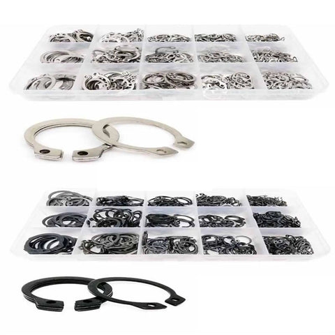 Pro Grade Heavy Duty Snap Ring Kit 500 To 900 Pieces, M5 Through M20 External Circlips, C Type Retaining Rings, stainless steel case
