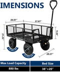 All Terrain Steel Garden Cart With 10 Inch Wheels And 180 Degree Rotating Handle Removable Sides Heavy Duty 4 Cu Ft Capacity Utility Wagon