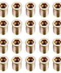 20 Pack Wood Furniture M8x20mm Threaded Insert Nuts with Hex Socket Drive Built Tough for Strong Cabinets and DIY Joints Carbon Steel