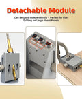 Pocket Hole Jig Kit For Woodworking Projects One Sided Fifteen Degree Locator With Hardened Steel Bushing And Three Eighths Inch Drill Bit For Cabinet Assembly Garage Grade Furniture Repair DIY Shelves image showing detachable module.