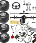Badass Heavy Duty Rear Axle Kit For Go Kart And Dolly With 48 Volt 1000 Watt Brushless Motor and Speed Controller, includes tires and wiring.