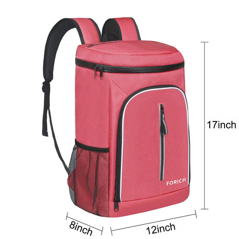 Watermelon Red Soft Cooler Backpack Insulated Leak Proof Cooler Bag Keeps Drinks Cold For Hours, 17x12x8 inch, 30L