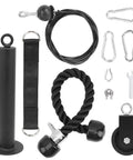 Components of Home Gym Pulley System For DIY Loading Muscle Training Kit Built To Last With Heavy Duty Iron Nylon Plastic Construction