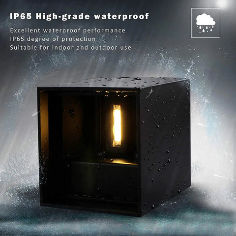 LED Aluminum Outdoor Wall Sconce Dope Cube Light for Patio and House Exterior 6W Waterproof 100 277V Warm White 3000K Two LEDs Black