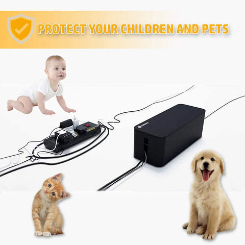 Two Pack Cable Management Box Set With 148 Piece Organizer Kit Safe ABS Material hides power strips from child and pets