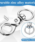 Trigger snap hook with swivel ring, silver metal, 360-degree rotation