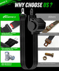 Universal Golf Cart Seat Belt Kit For 4 Seat Carts showing retractable belt with high hardness and rust-resistant features