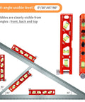 Magnetic Torpedo Level with Four Vials for Quick Readings showing multi-angle use and high viz orange design